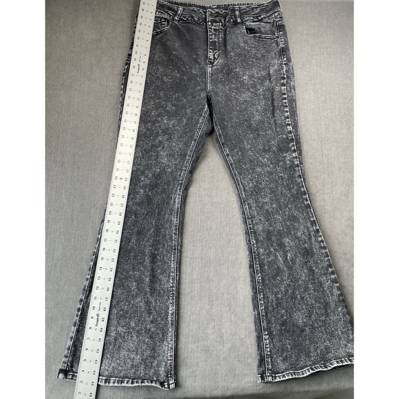 KanCan Flare Jeans Womens 20W Black Acid Wash High Rise Y2K Retro Grunge Goth - Picture 2 of 12